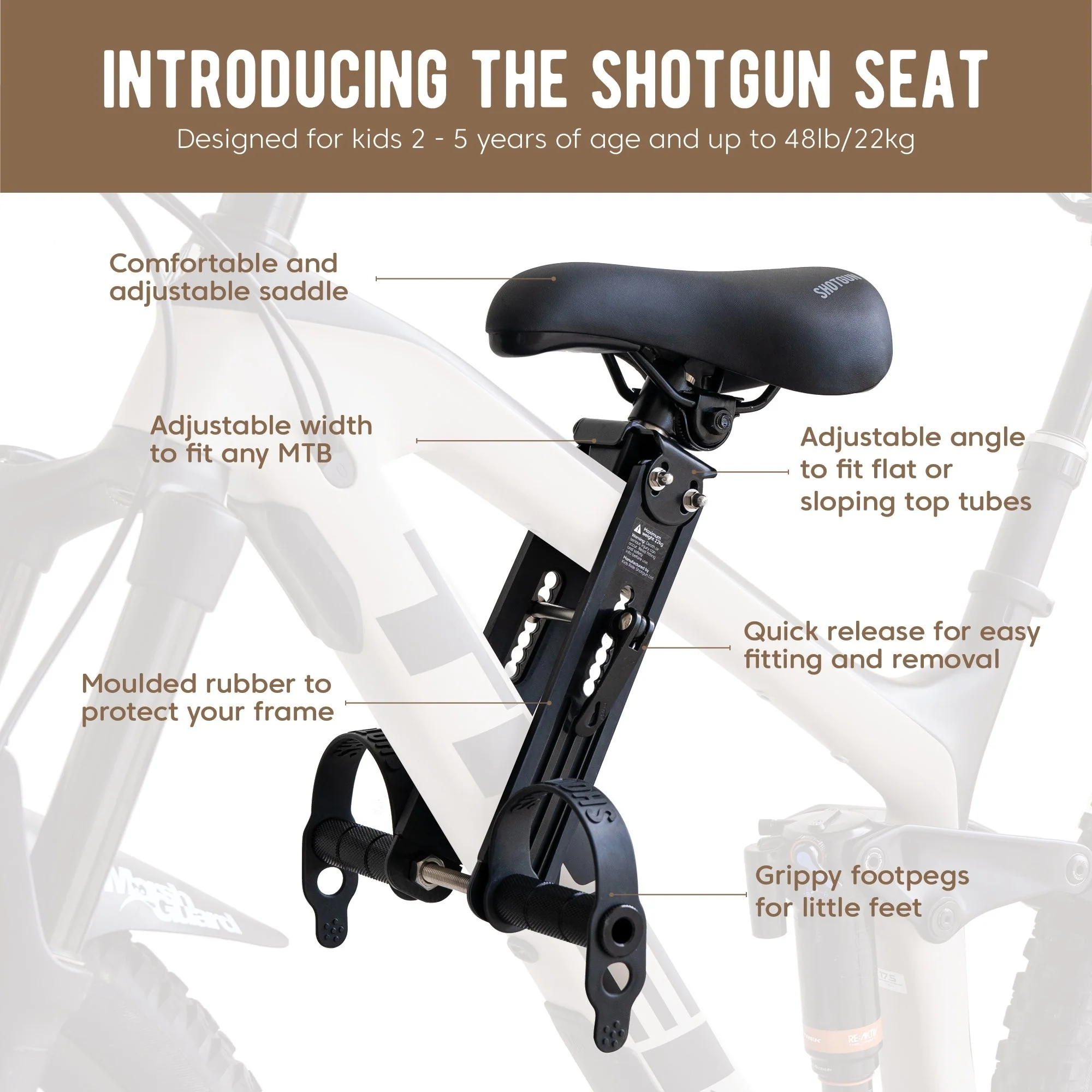 Shotgun Front Mounted MTB Child Bike Seat - Image 3